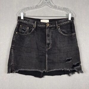 One Teaspoon Denim Skirt Size 30 Black 2020 Mini Distressed Raw Hem